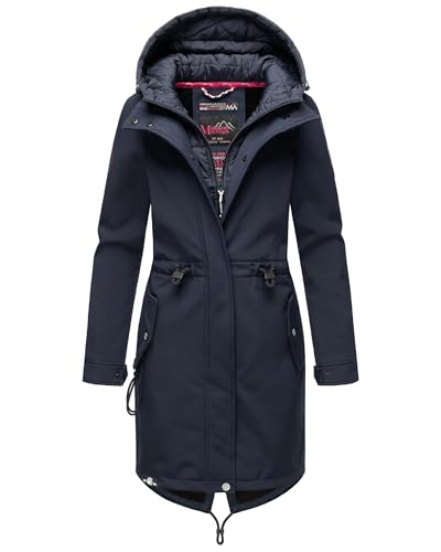 MARIKOO Damen Übergangsjacke Softshellmantel wasserdicht atmungsaktiv mit Kapuze Mount Presanella Navy Gr. XL von MARIKOO