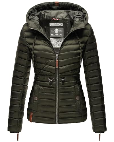 MARIKOO Damen Übergangsjacke leichte Stepp-Jacke mit Kapuze Aniyaa Olive Gr. S von MARIKOO