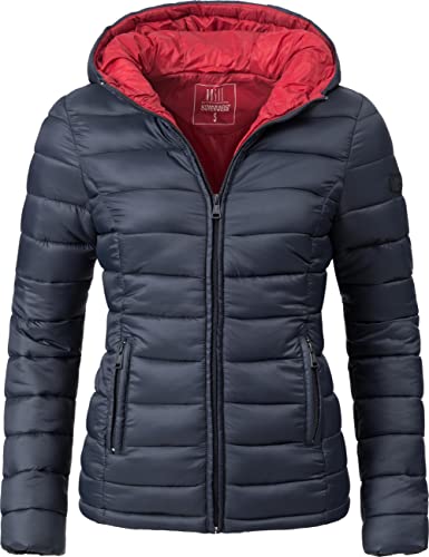 MARIKOO Damen Übergangsjacke leichte Steppjacke kurz mit Kapuze Lucy Blau Gr. XXL von MARIKOO