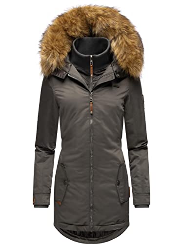 MARIKOO Damen Warmer Winterparka mit Kapuze Sanakoo Anthracite Gr. XL von MARIKOO