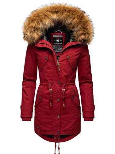 MARIKOO Damen Warmer Winterparka mit abnehmbarem Kunstfell La Viva Prc Blood Red Gr. S von MARIKOO