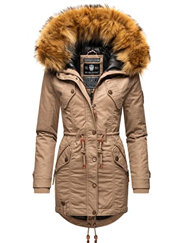 MARIKOO Damen Warmer Winterparka mit abnehmbarem Kunstfell La Viva Prc Taupe Grey Gr. XS von MARIKOO