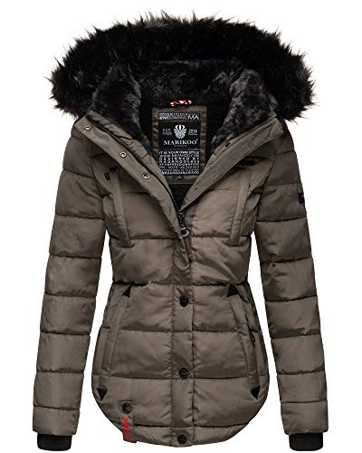 MARIKOO Damen Winter Jacke Herbst Stepp Kurz Parka warm Teddyfell gefüttert 6 Farben Camouflage XS - XXL Lotusblüte (XXL, Anthrazit) von MARIKOO