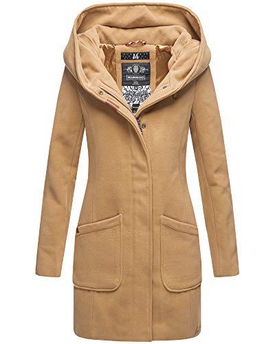 MARIKOO Damen Winter Jacke Mantel Business Trenchcoat Wintermantel Parka XS-XXL MAIKOO (XL, Camel) von MARIKOO