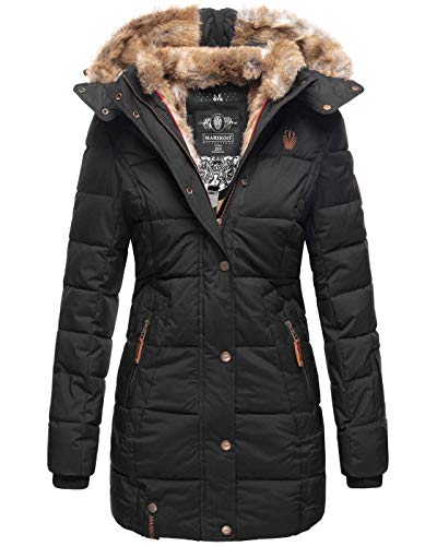 MARIKOO Damen Winter Jacke Mantel Parka warm gefütterte Winterjacke B817 [B817-Lieblings-Schwarz-Gr.L] von MARIKOO