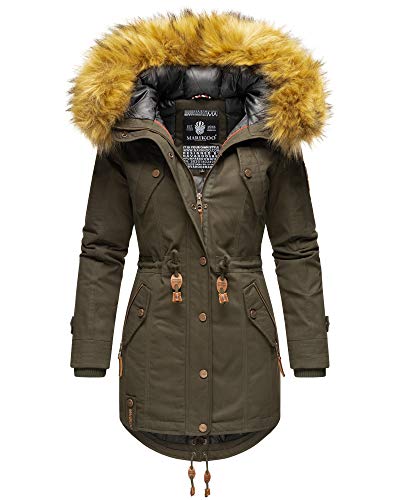 MARIKOO Damen Winter Jacke Stepp Parka Mantel Winterjacke warm gefüttert Kunstpelz LA Viva S-XXL (S, Anthracite) von MARIKOO