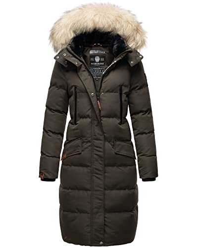 MARIKOO Damen Winter Jacke Stepp Parka Mantel Winterjacke warm gefüttert Kunstpelz Schneesternchen XS-XXL (S, Anthrazit) von MARIKOO