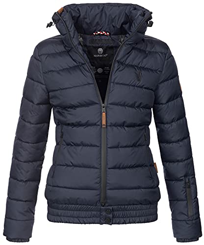 MARIKOO Damen Winter Jacke Stepp Winterjacke Stehkragen gefüttert warm B667 [B667-Poiso-Navy-Gr.S] von MARIKOO