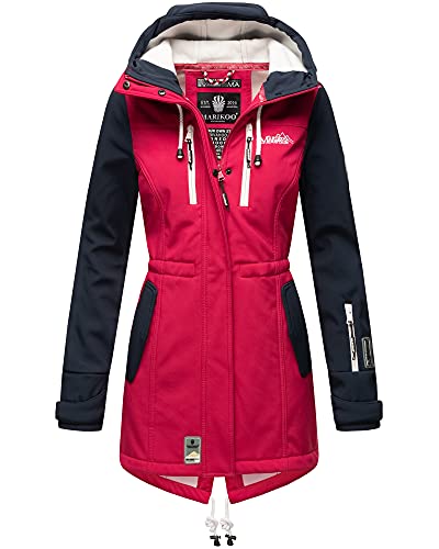 MARIKOO Damen Winter Jacke Winterjacke Mantel Outdoor wasserabweisend Softshell B614 [B614-Zimt-Fuchsia-Navy-Gr.XXL] von MARIKOO