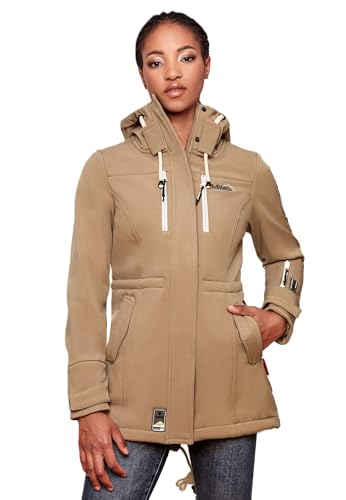 MARIKOO Damen Winter Jacke Winterjacke Mantel Outdoor wasserabweisend Softshell B614 [B614-Zimt-Taupe-Grey-Gr.L] von MARIKOO