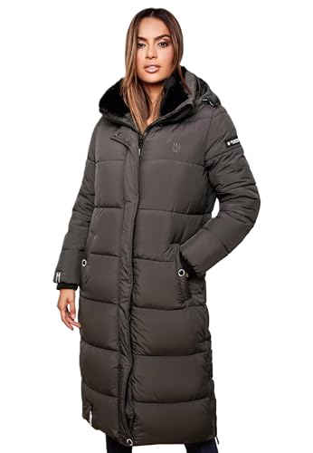 MARIKOO Damen Winter Steppjacke Lang B936 [B936-Relizi-Anthrazit-Gr.L] von MARIKOO