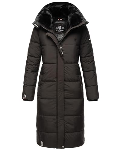 MARIKOO Damen Winter Steppjacke Lang B936 [B936-Relizi-Schwarz-Gr.L] von MARIKOO