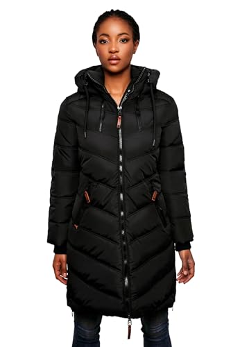 MARIKOO Damen Winter Steppjacke Mantel Parka Winterjacke gesteppt B842 [B842-Armas-Schwarz-Gr.S] von MARIKOO