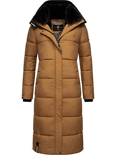 MARIKOO Damen Wintermantel Warmer Steppmantel lang mit Abnehmbarer Kapuze Reliziaa Camel Gr. XXL von MARIKOO