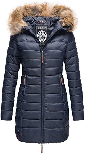 MARIKOO Damen Winter Übergangs Jacke Winterjacke Stepp Mantel gesteppt B647 [B647-Rosen-Navy-Gr.XXL] von MARIKOO