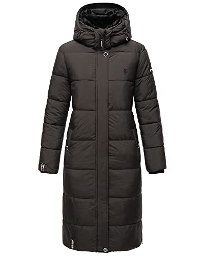 MARIKOO Damen Winterjacke Parka Stepp Mantel Kunstfell gefüttert Kapuze Reliziaa Schwarz 44 - XXL von MARIKOO