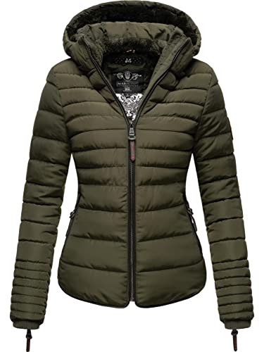 MARIKOO Damen warme Winter Steppjacke mit Kapuze Amber Olive Gr. XXL von MARIKOO