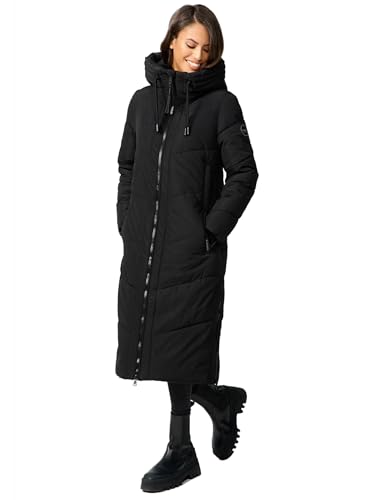 MARIKOO Damen Winterjacke Wintermantel Parka lange Winter Stepp Jacke B979 [B979-Nadar-Schwarz-Gr.S] von MARIKOO