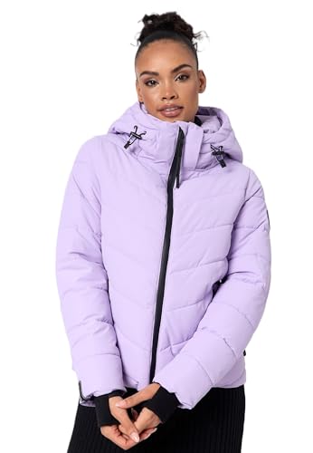 MARIKOO Winterjacke Damen (XS-XXL) - Wasserabweisend, Warm, Kapuze abnehmbar, Winddicht - Steppjacke, Frauen - Stehkragen, 4 Taschen, verlängerter Zipper - Light Lilac S von MARIKOO