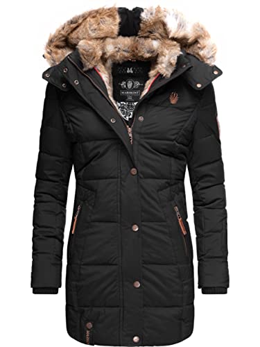 MARIKOO Damen Warmer Winter Steppmantel mit Kapuze Lieblings Jacke Schwarz Gr. L von MARIKOO