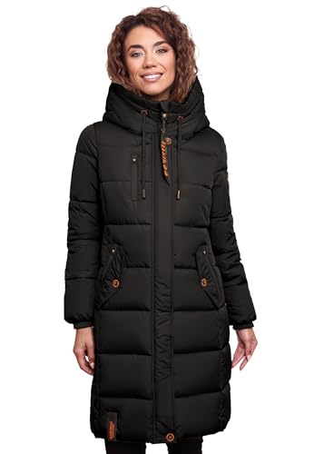 MARIKOO Damen Wintermantel Winterjacke mit Kapuze Steppmantel B941 [B941-Yuik-Schwarz-Gr.XS] von MARIKOO