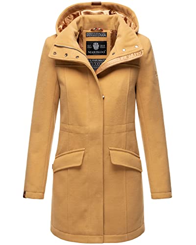 MARIKOO Damen Wintermantel mit Kapuze Trenchcoat Winterjacke B888 [B888-Camel-Gr.XL] von MARIKOO