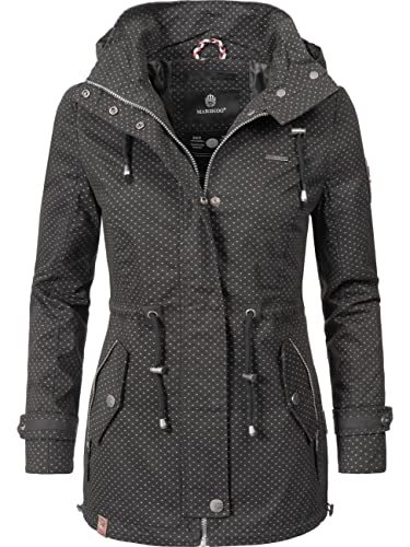 MARIKOO Damen leichte Übergangsjacke Baumwoll-Parka mit Kapuze Nyokoo Schwarz Dots Gr. XXL MARIKOO Damen leichte Übergangsjacke Baumwoll-Parka mit Kapuze Nyokoo Schwarz Dots Gr. XXL von MARIKOO