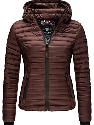 MARIKOO Damen leichte Übergangsjacke Steppjacke mit Kapuze Samtpfote Chocolate Gr. L von MARIKOO