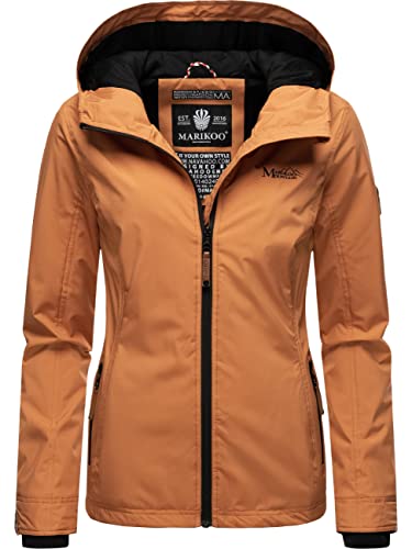 MARIKOO leichte Damen Übergangsjacke kurz Outdoor-Jacke mit Jersey-Innenfutter und großer Kapuze Brombeere Rusty Cinnamon Gr. M von MARIKOO