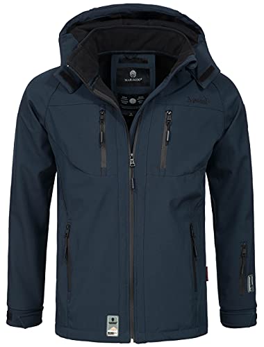 MARIKOO Herren Softshell Funktions Outdoor Ski Regen Winter Jacke Sport B630 [B630-Noa-Navy-Gr.S] von MARIKOO