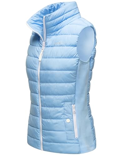 MARIKOO leicht gefütterte Damen Steppweste Übergangsjacke mit elastischen Rippbündchen an der Seite und hohem Kragen Reimii Baby Blue Gr. L MARIKOO leicht gefütterte Damen Steppweste Übergangsjacke mit elastischen Rippbündchen an der Seite und hohem Kragen Reimii Baby Blue Gr. L von MARIKOO