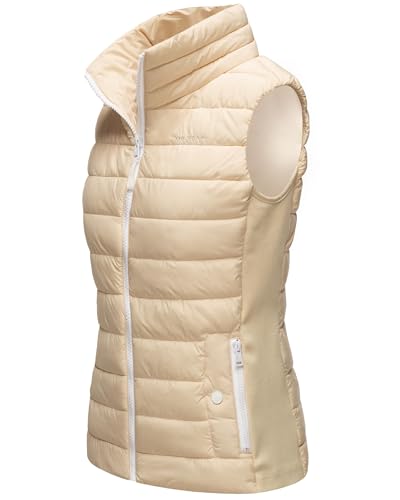 MARIKOO leicht gefütterte Damen Steppweste Übergangsjacke mit elastischen Rippbündchen an der Seite und hohem Kragen Reimii Cream Gr. 3XL MARIKOO leicht gefütterte Damen Steppweste Übergangsjacke mit elastischen Rippbündchen an der Seite und hohem Kragen Reimii Cream Gr. 3XL von MARIKOO