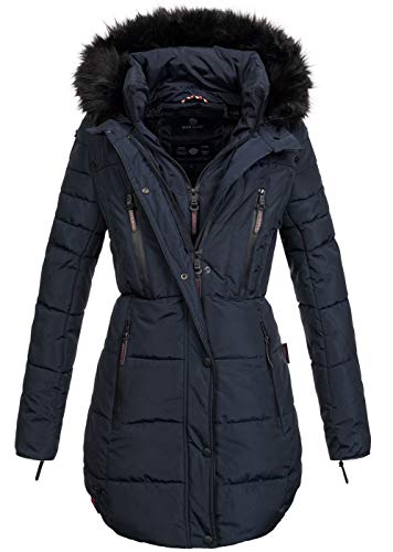 MARIKOO warme Damen Winter Jacke Winterjacke Parka Stepp Mantel lang B401 [B401-Moonshine-Blau-Gr.XXL] von MARIKOO