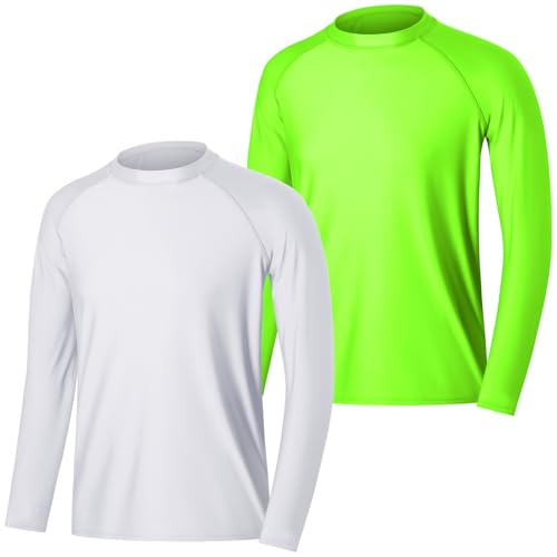 MASOCIO Schwimmshirt Herren Langarm UV Shirt Wasser Schwimm Oberteil Badeshirt Surfshirt UPF 50 UV Schutz Kleidung T Tshirt Langarmshirt Schutzkleidung Rashguard Männer 2 Pack M Weiß Grün MASOCIO Schwimmshirt Herren Langarm UV Shirt Wasser Schwimm Oberteil Badeshirt Surfshirt UPF 50 UV Schutz Kleidung T Tshirt Langarmshirt Schutzkleidung Rashguard Männer 2 Pack M Weiß Grün von MASOCIO