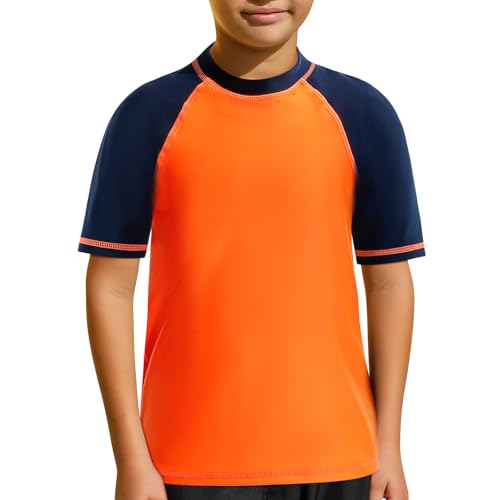MASOCIO UV Shirt Kinder Kurzarm Badeshirt Jungen Schwimm T Tshirt Schwimmshirt Kind Wasser Surfshirt Schwimmoberteil Rashguard Rash Guard Bade Kleidung Junge 7-8 Jahre Gr 122-128 Orange Marineblau MASOCIO UV Shirt Kinder Kurzarm Badeshirt Jungen Schwimm T Tshirt Schwimmshirt Kind Wasser Surfshirt Schwimmoberteil Rashguard Rash Guard Bade Kleidung Junge 7-8 Jahre Gr 122-128 Orange Marineblau von MASOCIO