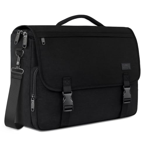 MATEIN Aktentasche Herren, Laptoptasche 15,6 Zoll, Wasserdicht Messenger Bag Laptop Tasche, Business Notebook Computer Umhänge Schultertasche für College Büro Arbeit Frauen Männer, Schwarz von MATEIN