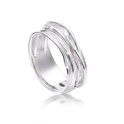 MATERIA Damen Wickel-Ringe 925 Sterling Silber rhodiniert deutsche Fertigung in Ring-Schachtel SR-92-59 (18.8 mm Ø) von MATERIA by Matthias Wagner