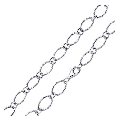 MATERIA Breite Ankerkette 925 Silber Halskette Frauen 45cm - 8mm Collier Kette Damen rhodiniert ziseliert 40-70cm in Etui K19-45 cm von MATERIA by Matthias Wagner