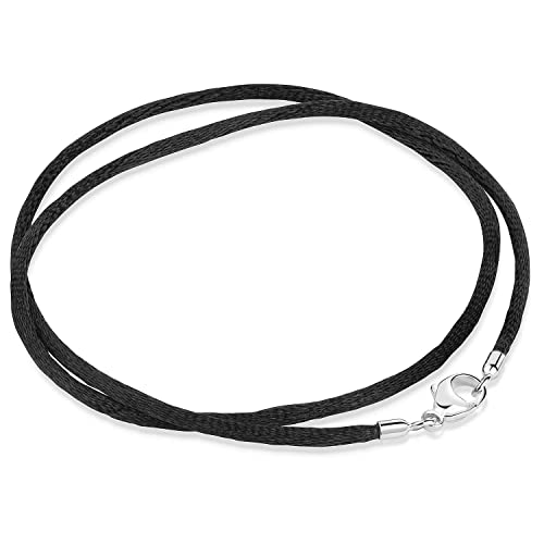 MATERIA Damen Halsband Samt schwarz Textil 2mm 925 Silber Karabiner 8 Längen #K26, Länge Halskette:42 cm von MATERIA by Matthias Wagner