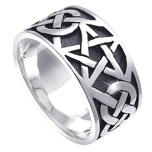 MATERIA Damen Herren Ring Pentagramm 925 Silber antik breit 7,2g keltisch #SR-112, Ringgrößen:62 (19.7 mm Ø) von MATERIA by Matthias Wagner
