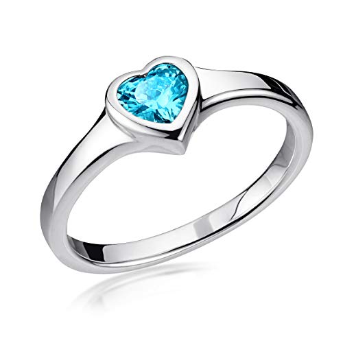 MATERIA Damen-Ring Herz Liebe Freundschaft - 925 Silberring Frauen Mädchen mit Zirkonia türkis rhodiniert 16-20mm in Etui, SR-165 Ringgröße:54 (17.2 mm Ø) von MATERIA by Matthias Wagner