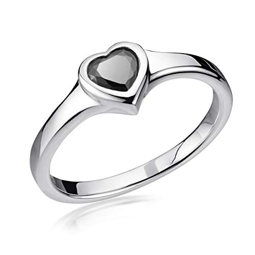 MATERIA Damen Ring Herz Silber 925 schwarz - Silberring Cocktailring Verlobung Liebe 15,9mm mit Ringetui SR-167-50 von MATERIA by Matthias Wagner