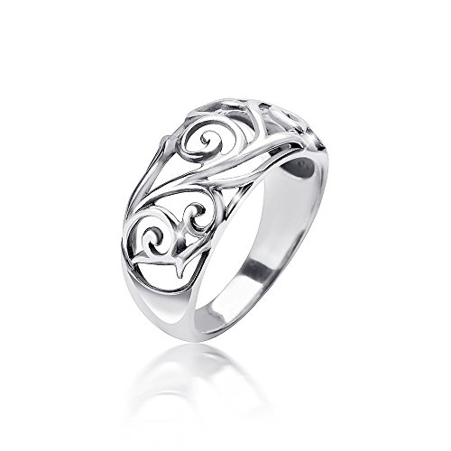 MATERIA Damen Ring floral 925 Sterling Silber antik breit massiv 4,7g deutsche Fertigung #SR-107, Ringgrößen:57 (18.1 mm Ø) von MATERIA by Matthias Wagner