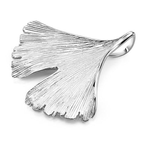 MATERIA Gingko Blatt Kettenanhänger Silber 925 Damen mit Halskette KA-277-Silber_K22-45 cm von MATERIA by Matthias Wagner