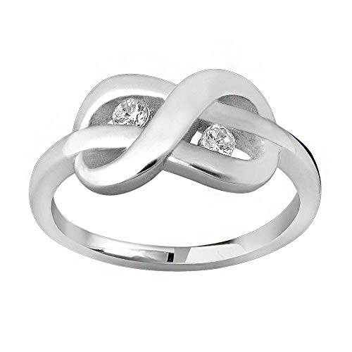 MATERIA Schmuck Damen Ring Unendlichkeit Schleife silber - 925 Silber Ring Zirkonia weiß inkl. Ring Box #SR-38, Ringgrößen:57 (18.1 mm Ø) von MATERIA by Matthias Wagner