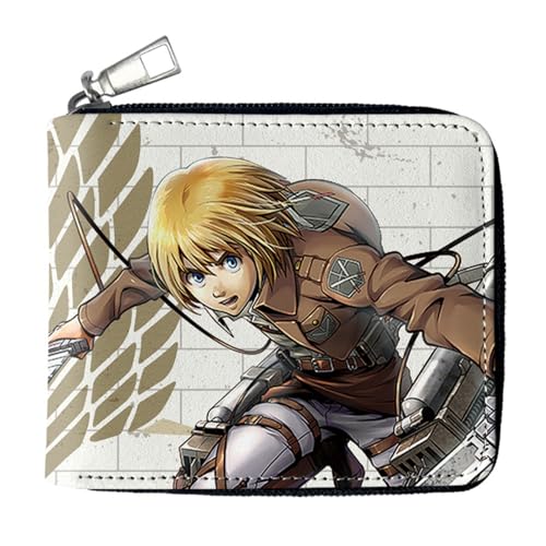 MATRIXX Attack On Ti-tan Portmonee Anime, Reißverschluss Portmonee Leder, Geldbörsen Portemonnaie Brieftasche für Jungen/Mädchen(Color:Black 4) von MATRIXX