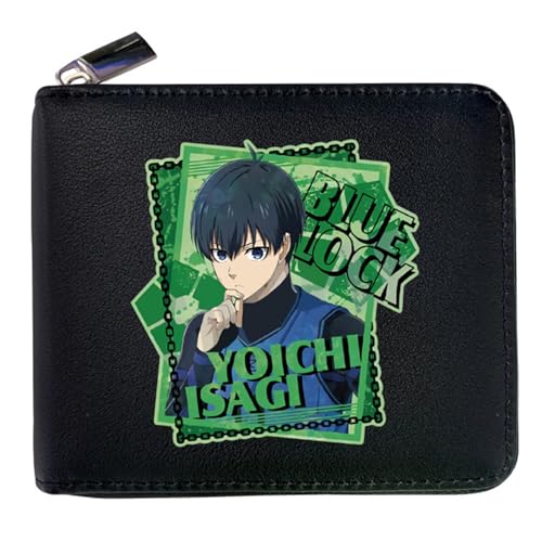 MATRIXX Blue Lo-ck Geldtasche Anime, Reißverschluss Portemonnaie Leder, Kindergeldbörse für Ausweis Banknote Münze Foto(Color:Black 1) von MATRIXX