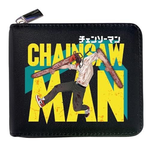 MATRIXX Chains-aw Man Geldtasche Anime, PU-Leder Münzbörsen mit Reißverschluss, Kindergeldbörse für Ausweis Banknote Münze Foto(Color:Black 11) von MATRIXX