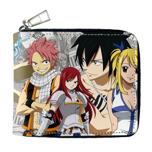 MATRIXX FAI-ry TA-il Geldtasche Anime, PU-Leder Münzbörsen mit Reißverschluss, Brieftasche mit Geld Geldscheinfach und Münzfach(Color:Multicolor 1) von MATRIXX