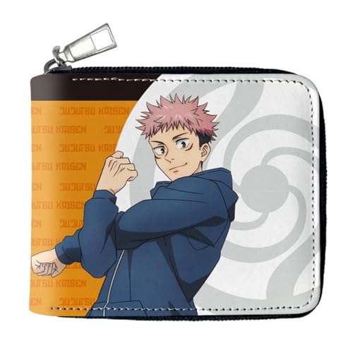 MATRIXX Jujut-su Kais-en Anime Geldbörse, Reißverschluss Portemonnaie Leder, Mädchen Geldtasche mit Münzfach und Geldscheinfach(Color:Multicolor 1) von MATRIXX